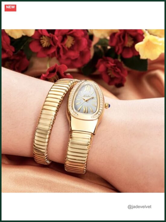 Classic Snake Shape Watch Women Gold Silver Bracelet Quartz Ladies Wristwatch main image 6